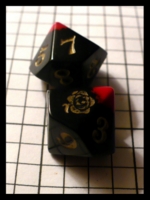 Dice : Dice - 10D - Vampire Dice Black with Red Numerals and Rose with Blood Tip - JA Trade July 2010